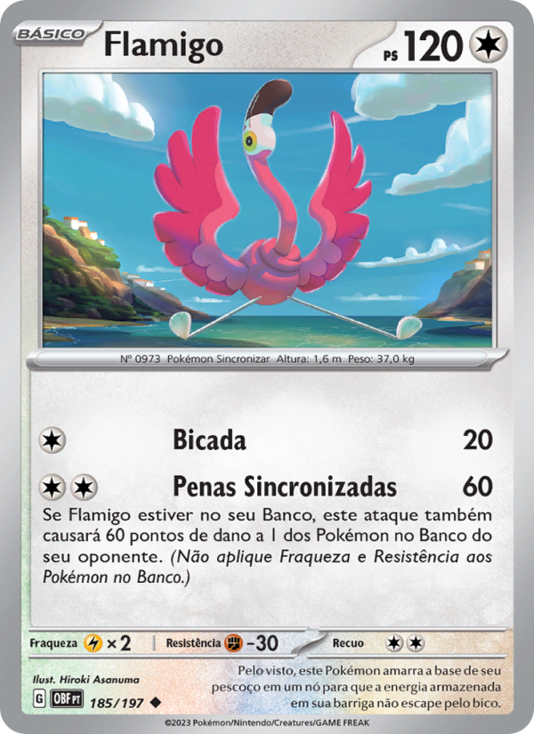 Flamigo 185 — Obsidiana em Chamas (Portuguese Pokémon TCG card)