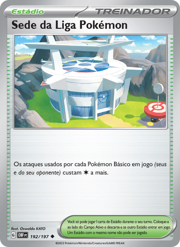 Sede da Liga Pokémon 192 — Obsidiana em Chamas (Portuguese Pokémon TCG card)