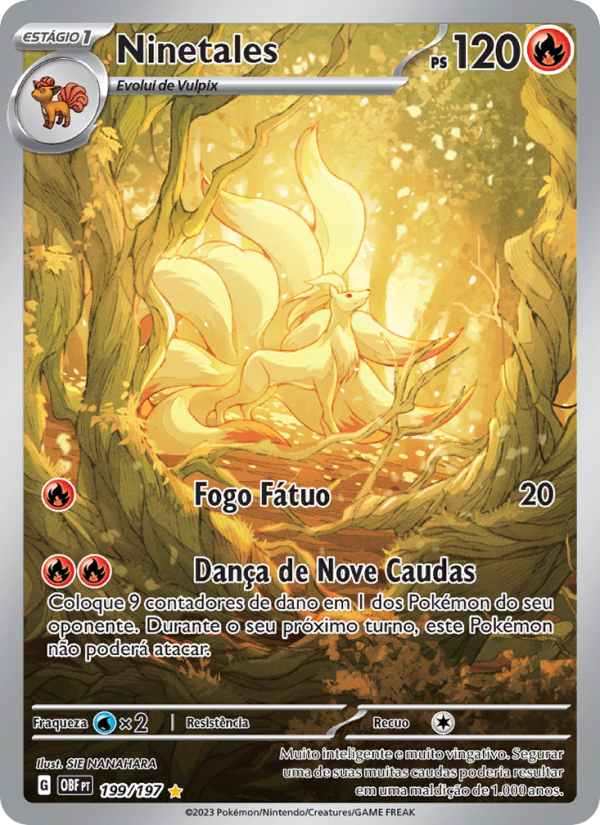 Ninetales 199 — Obsidiana em Chamas (Portuguese Pokémon TCG card)