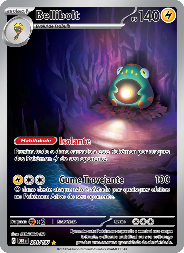 Bellibolt 201 — Obsidiana em Chamas (Portuguese Pokémon TCG card)
