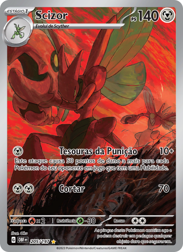 Scizor 205 — Obsidiana em Chamas (Portuguese Pokémon TCG card)