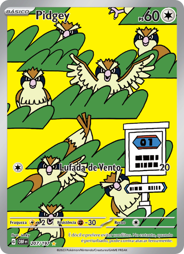 Pidgey 207 — Obsidiana em Chamas (Portuguese Pokémon TCG card)