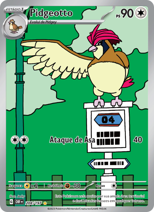 Pidgeotto 208 — Obsidian Flames (Portuguese Pokémon TCG card)