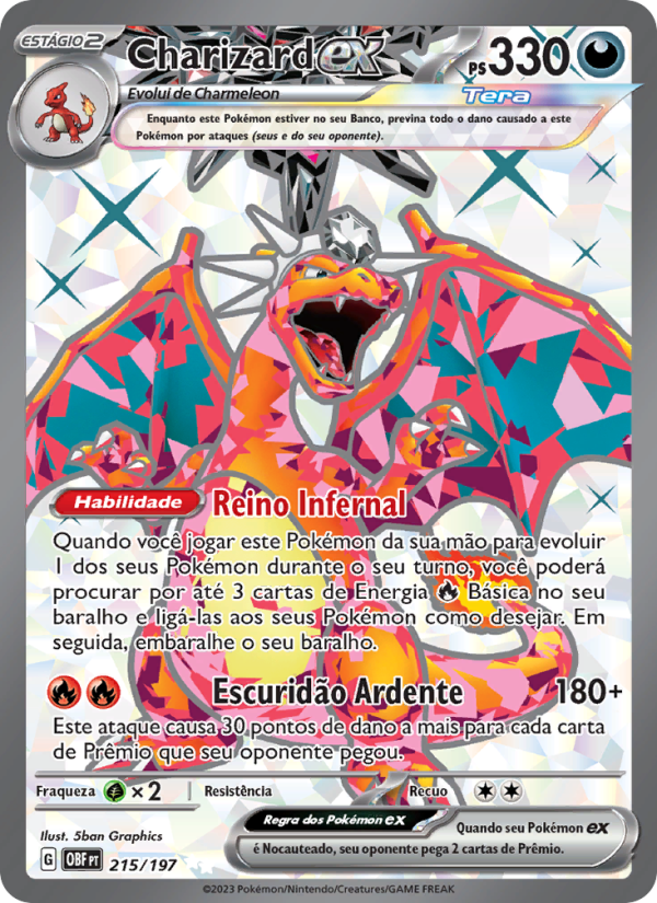 Charizard ex 215 — Obsidiana em Chamas (Portuguese Pokémon TCG card)