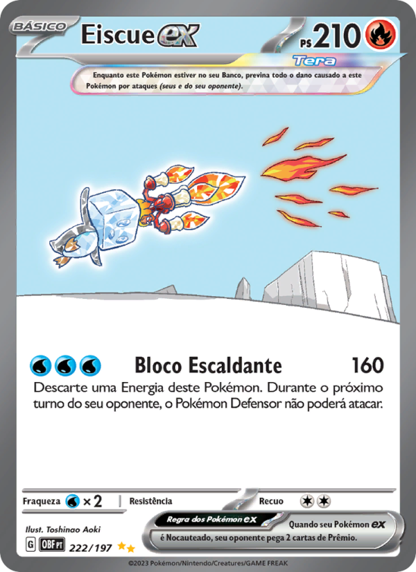 Eiscue ex 222 — Obsidiana em Chamas (Portuguese Pokémon TCG card)