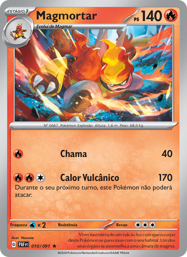 Magmortar 010 — Destinos de Paldea (Portuguese Pokémon TCG card)
