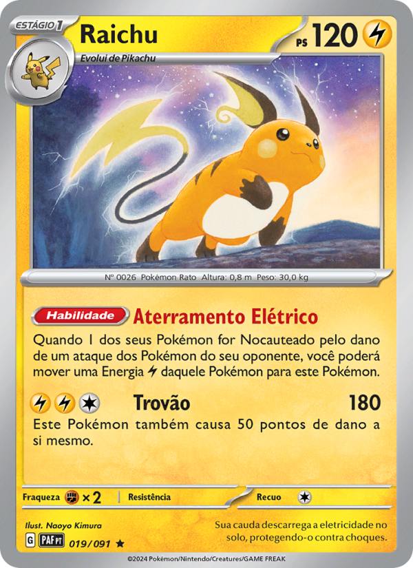 Raichu 019 — Destinos de Paldea (Portuguese Pokémon TCG card)