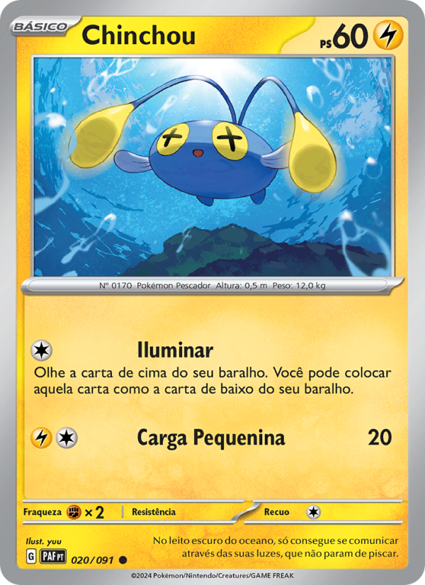 Chinchou 020 — Destinos de Paldea (Portuguese Pokémon TCG card)