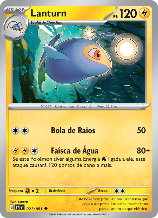 Lanturn 021 — Destinos de Paldea (Portuguese Pokémon TCG card)
