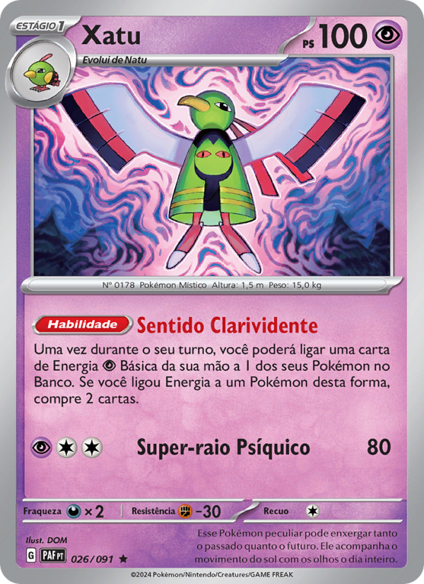 Xatu 026 — Destinos de Paldea (Portuguese Pokémon TCG card)