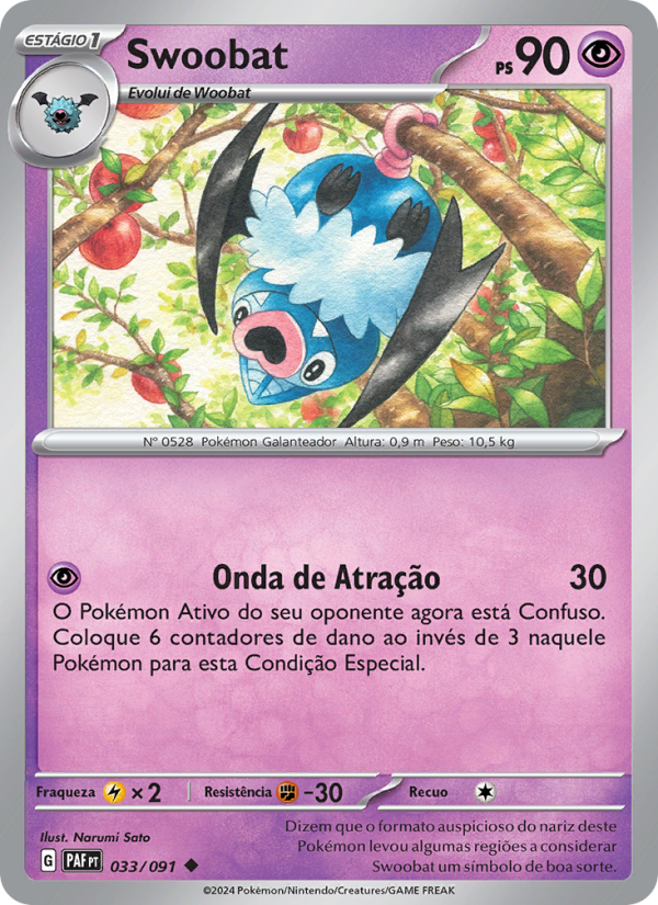Swoobat 033 — Destinos de Paldea (Portuguese Pokémon TCG card)