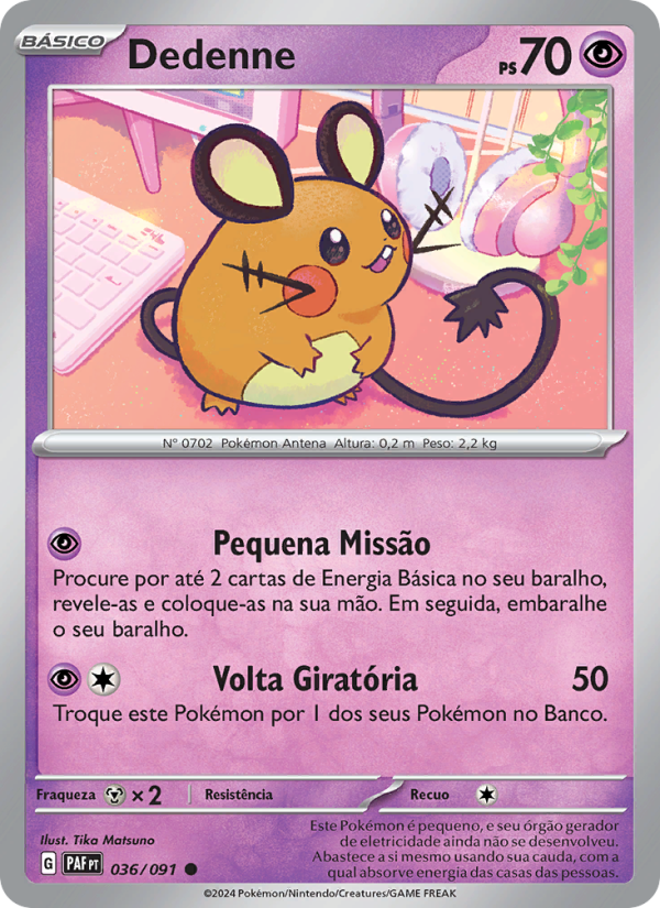 Dedenne 036 — Destinos de Paldea (Portuguese Pokémon TCG card)