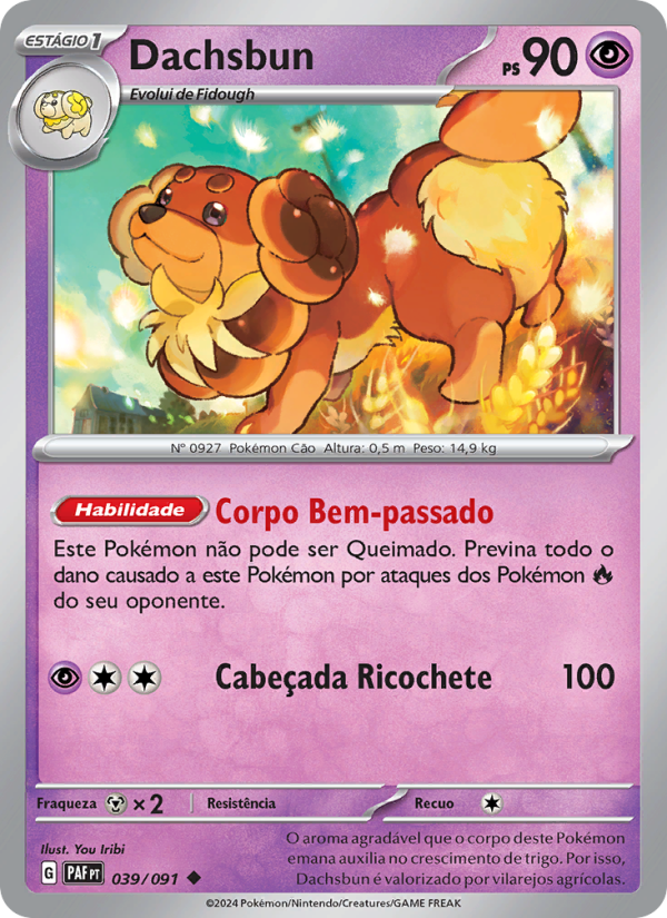 Dachsbun 039 — Destinos de Paldea (Portuguese Pokémon TCG card)