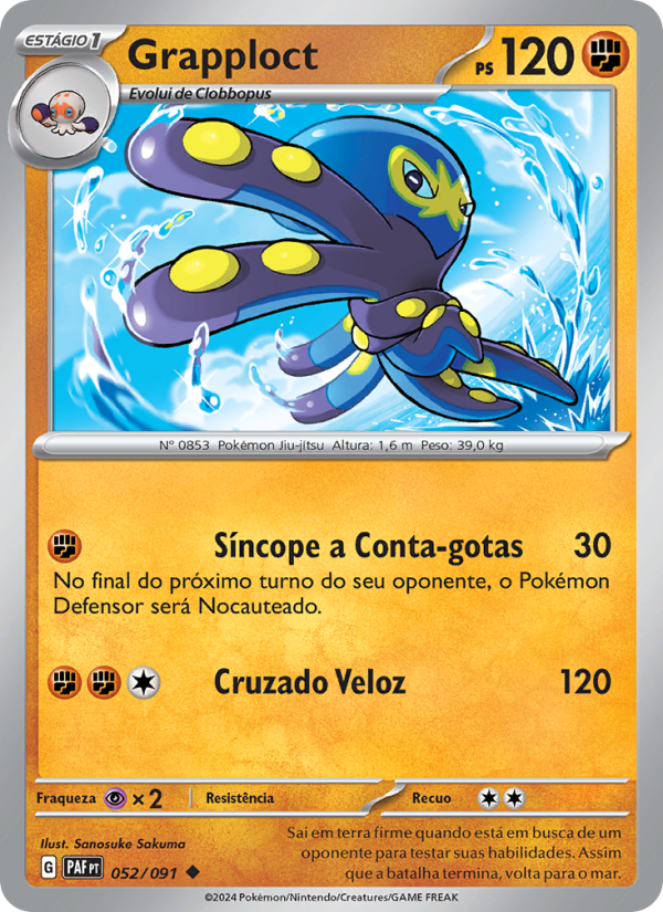 Grapploct 052 — Destinos de Paldea (Portuguese Pokémon TCG card)