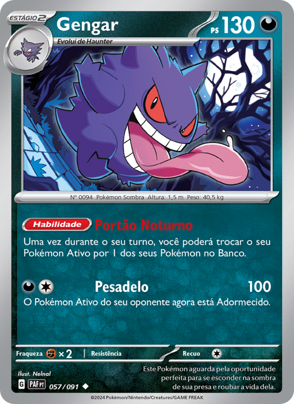 Gengar 057 — Destinos de Paldea (Portuguese Pokémon TCG card)