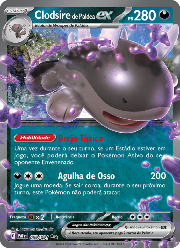 Clodsire de Paldea ex 059 — Destinos de Paldea (Portuguese Pokémon TCG card)