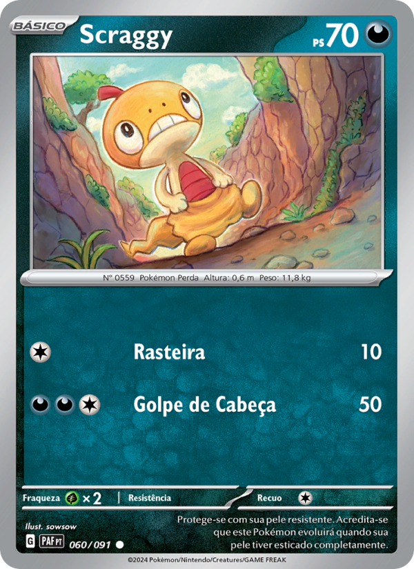 Scraggy 060 — Destinos de Paldea (Portuguese Pokémon TCG card)
