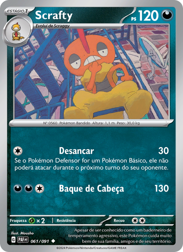 Scrafty 061 — Destinos de Paldea (Portuguese Pokémon TCG card)