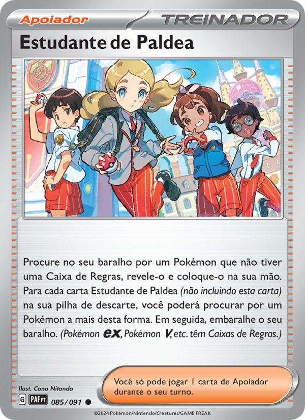 Estudante de Paldea 085 — Destinos de Paldea (Portuguese Pokémon TCG card)