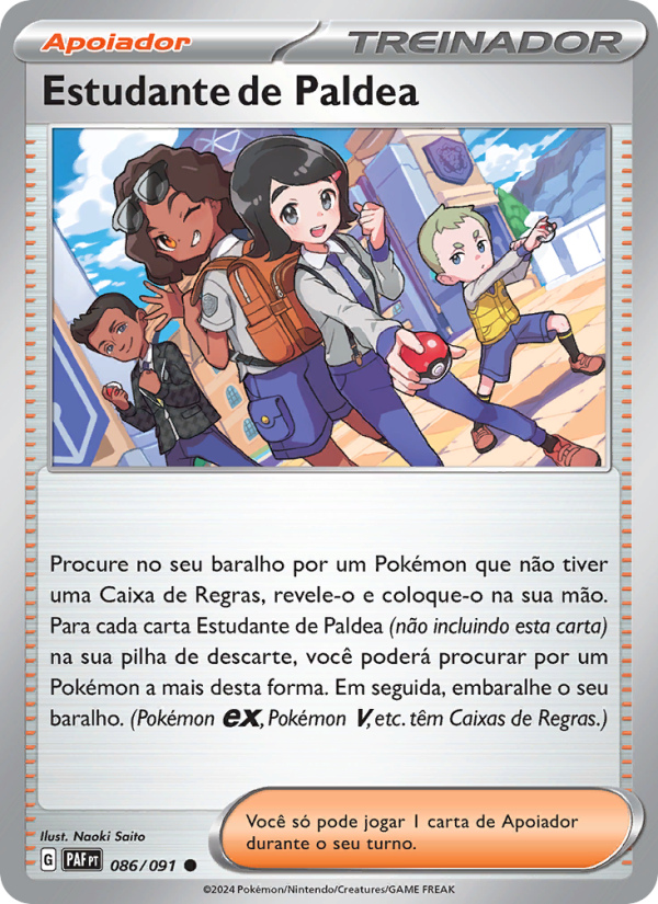 Estudante de Paldea 086 — Destinos de Paldea (Portuguese Pokémon TCG card)