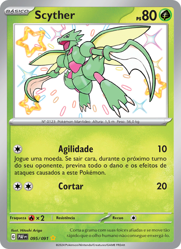 Scyther 095 — Paldeas Schicksale (Portuguese Pokémon TCG card)