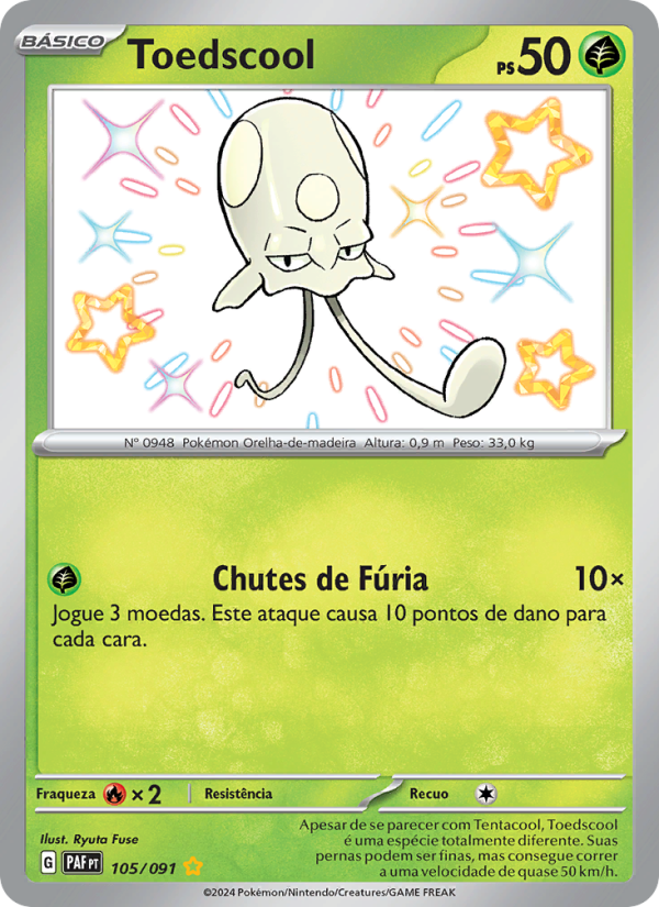 Toedscool 105 — Destinos de Paldea (Portuguese Pokémon TCG card)