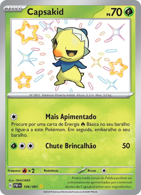 Capsakid 106 — Destinos de Paldea (Portuguese Pokémon TCG card)