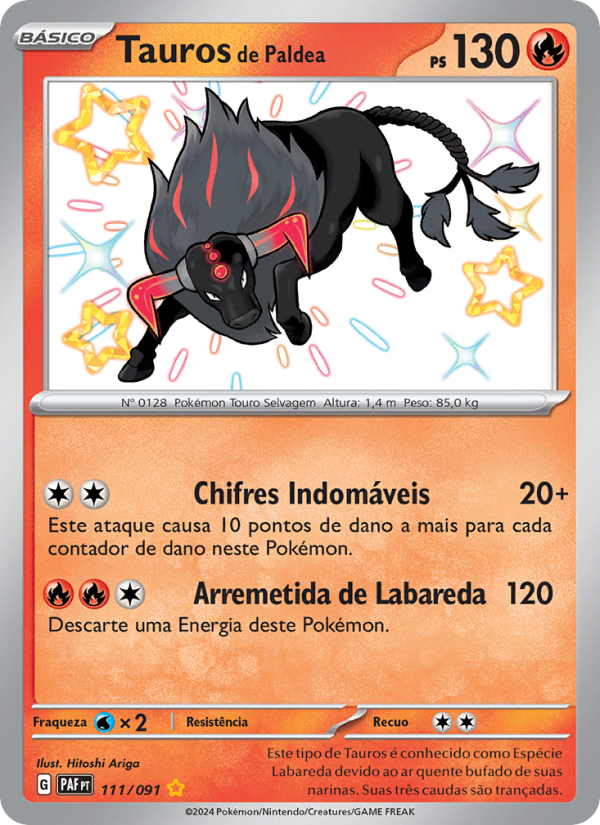 Tauros de Paldea 111 — Destinos de Paldea (Portuguese Pokémon TCG card)