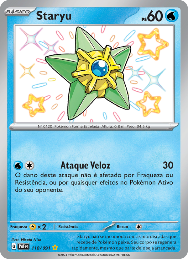 Staryu 118 — Destinos de Paldea (Portuguese Pokémon TCG card)