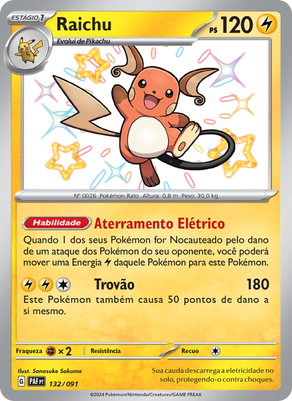 Raichu 132 — Destinos de Paldea (Portuguese Pokémon TCG card)