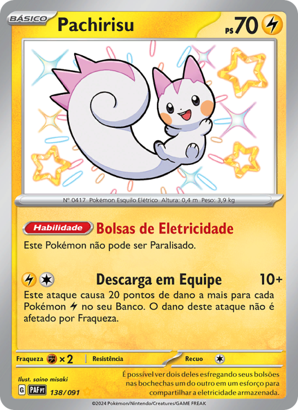 Pachirisu 138 — Destinos de Paldea (Portuguese Pokémon TCG card)