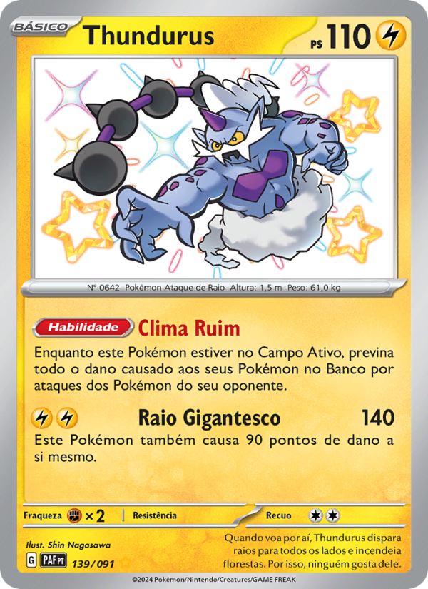 Thundurus 139 — Destinos de Paldea (Portuguese Pokémon TCG card)