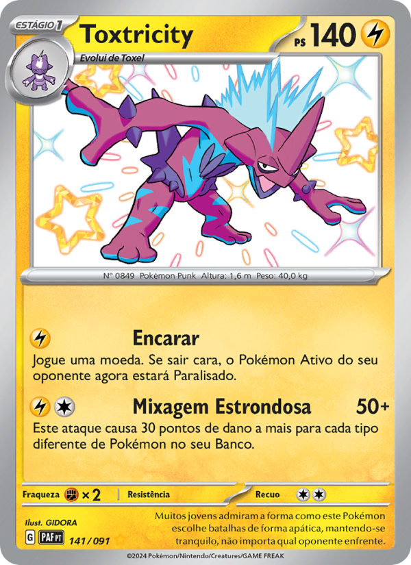 Toxtricity 141 — Destinos de Paldea (Portuguese Pokémon TCG card)