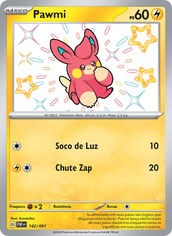 Pawmi 142 — Destinos de Paldea (Portuguese Pokémon TCG card)