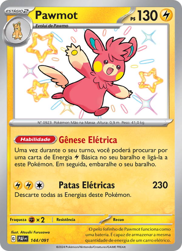 Pawmot 144 — Destinos de Paldea (Portuguese Pokémon TCG card)