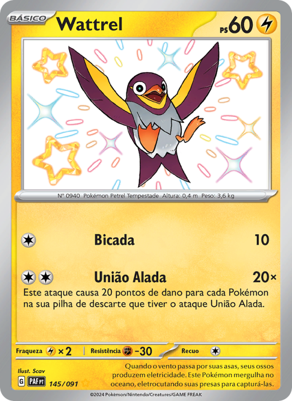 Wattrel 145 — Destinos de Paldea (Portuguese Pokémon TCG card)