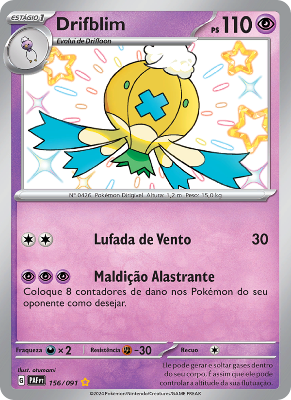 Drifblim 156 — Paldeas Schicksale (Portuguese Pokémon TCG card)