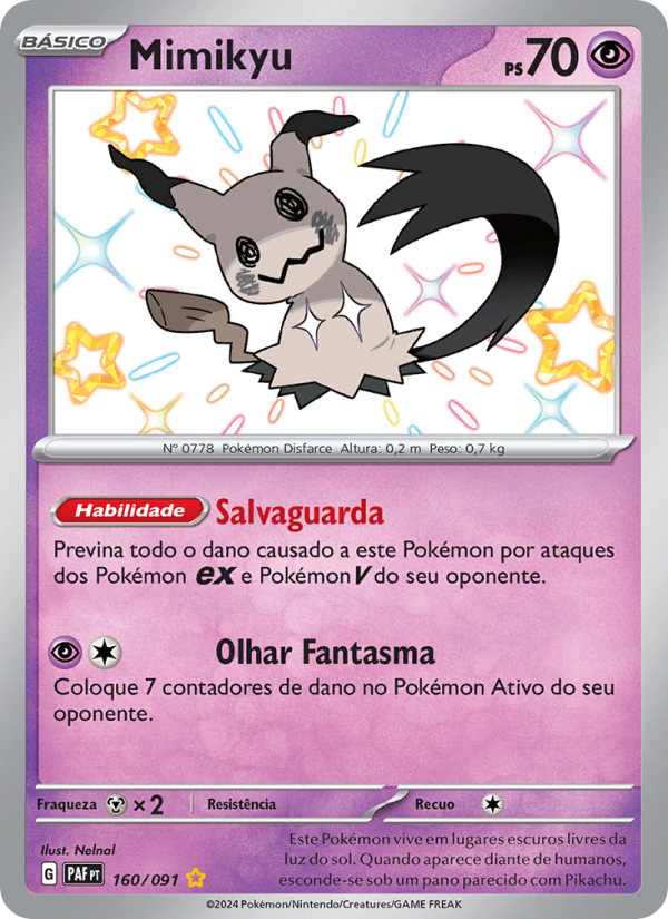 Mimikyu 160 — Destinos de Paldea (Portuguese Pokémon TCG card)