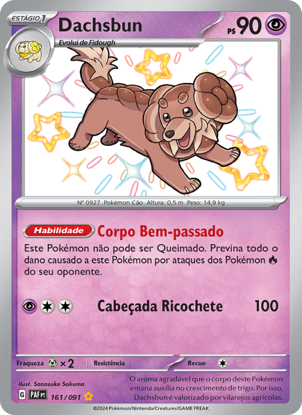 Dachsbun 161 — Destinos de Paldea (Portuguese Pokémon TCG card)