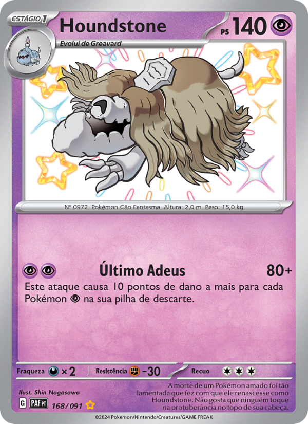 Houndstone 168 — Destinos de Paldea (Portuguese Pokémon TCG card)