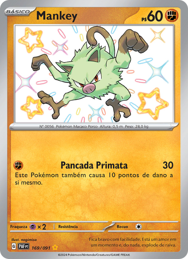 Mankey 169 — Destinos de Paldea (Portuguese Pokémon TCG card)
