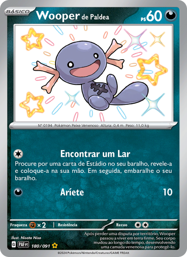 Wooper de Paldea 180 — Destinos de Paldea (Portuguese Pokémon TCG card)