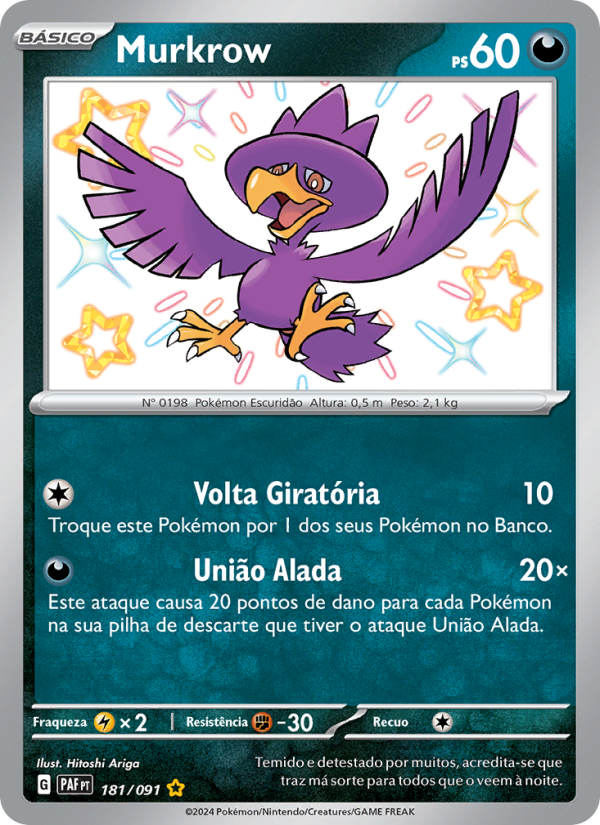 Murkrow 181 — Destinos de Paldea (Portuguese Pokémon TCG card)