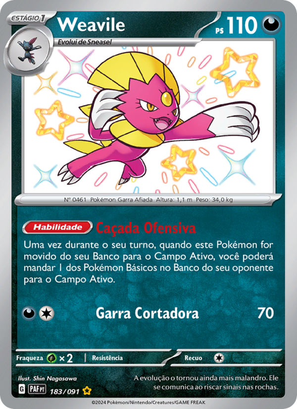 Weavile 183 — Destinos de Paldea (Portuguese Pokémon TCG card)