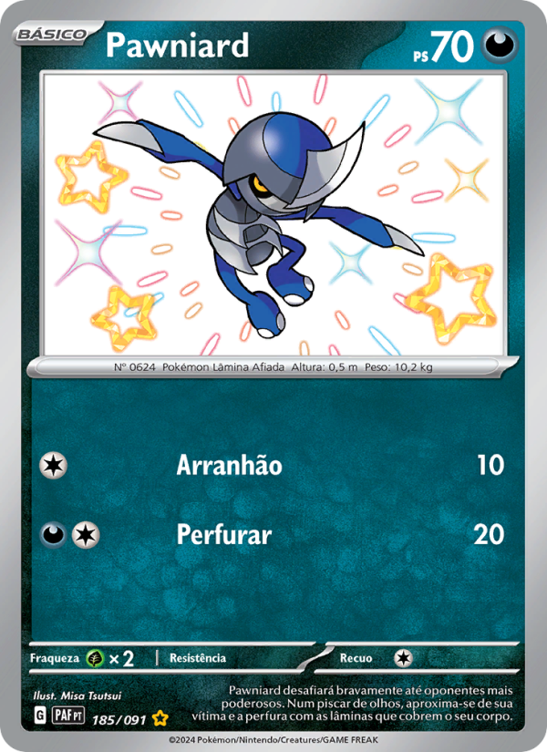 Pawniard 185 — Destinos de Paldea (Portuguese Pokémon TCG card)