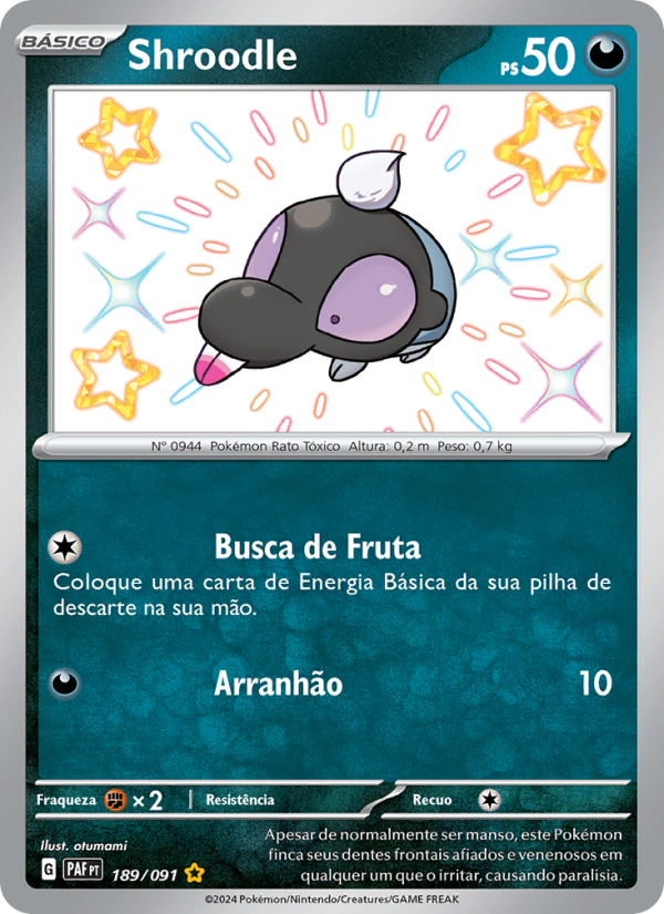 Shroodle 189 — Destinos de Paldea (Portuguese Pokémon TCG card)