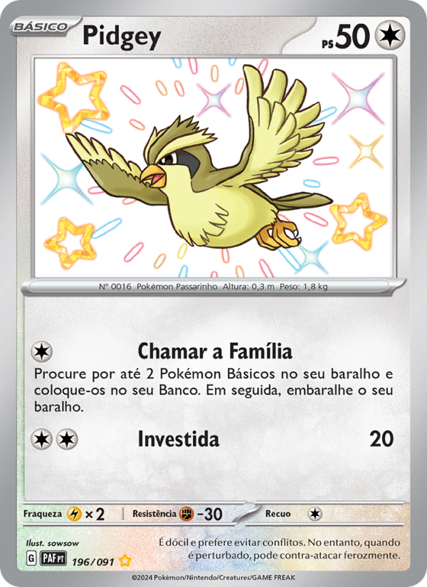 Pidgey 196 — Destinos de Paldea (Portuguese Pokémon TCG card)