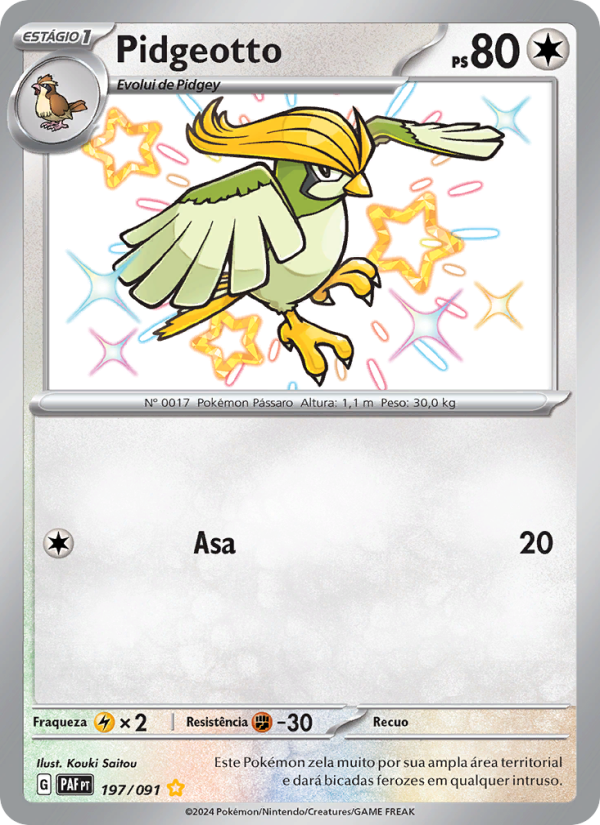 Pidgeotto 197 — Paldeas Schicksale (Portuguese Pokémon TCG card)