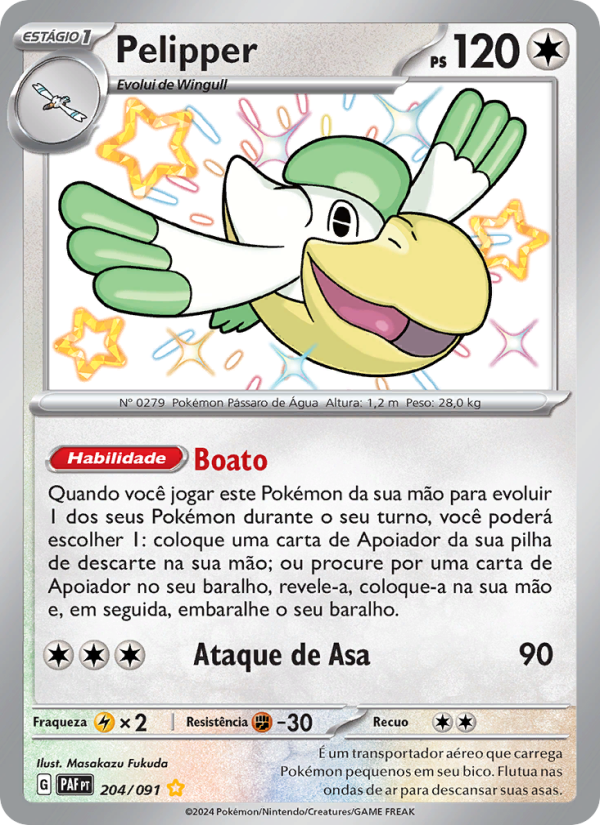 Pelipper 204 — Destinos de Paldea (Portuguese Pokémon TCG card)