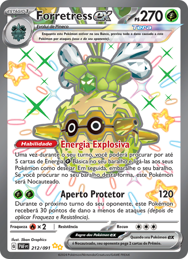 Forretress ex 212 — Destinos de Paldea (Portuguese Pokémon TCG card)